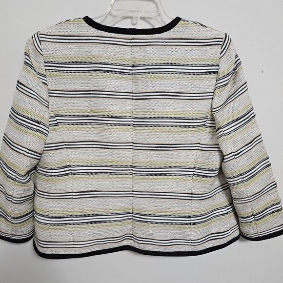 Kasper Open Blazer Jacket lined Womens Size 10 Multi colored Trimmed In black LN - Picture 2 of 13